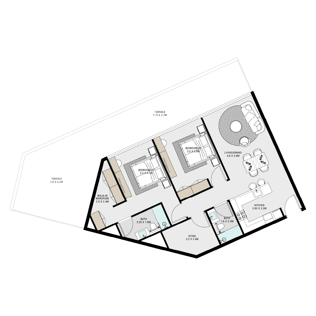 2 Bedroom Plan